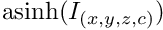 $\mathrm{asinh}(I_{(x,y,z,c)})$